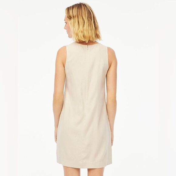 J Crew Factory NWT Linen Blend Shift Mini Dress Size  10 in Silver Sand - Picture 3 of 13